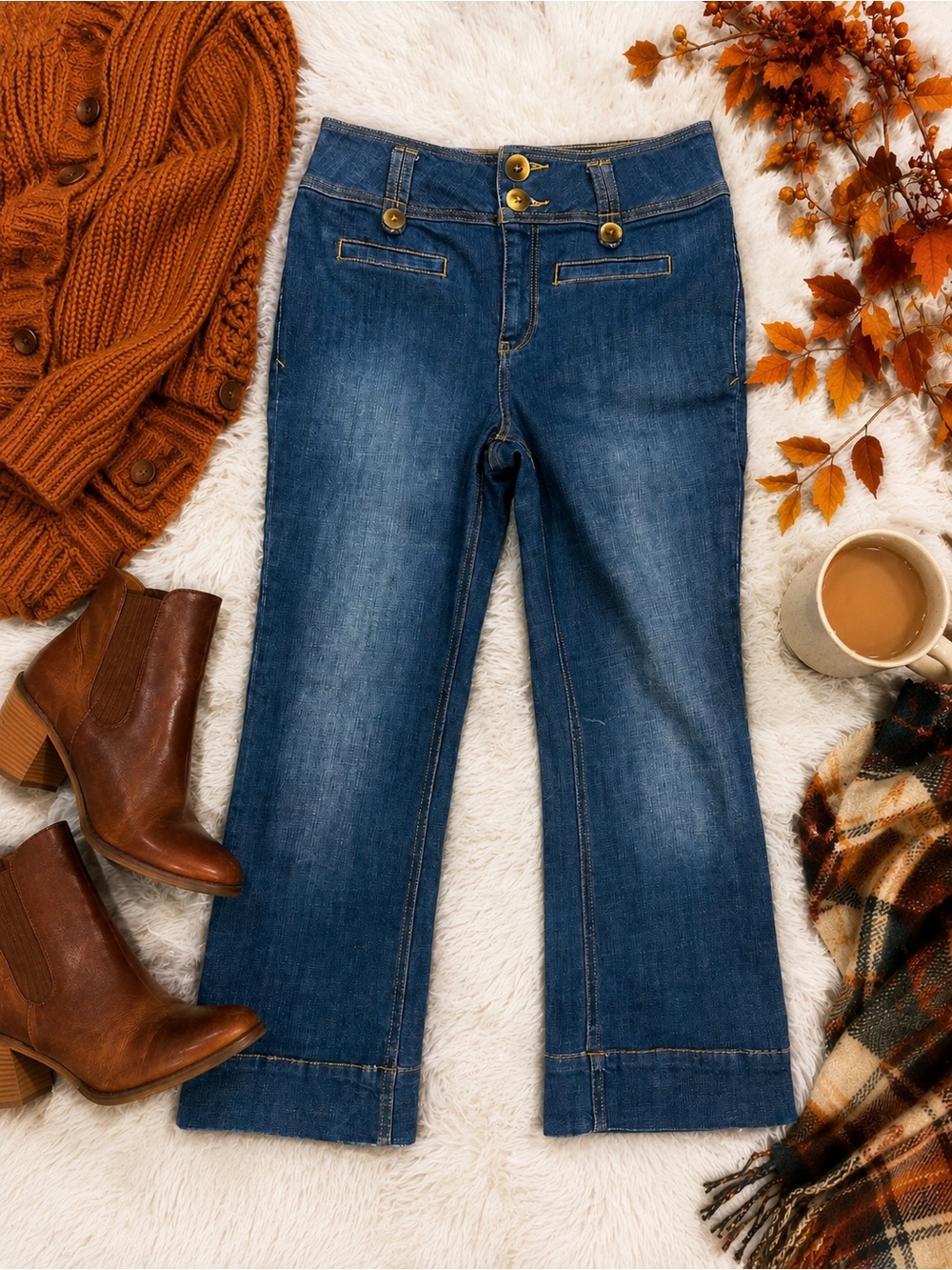 Pilcro & The Letterpress Anthropologie Crop Flare Trouser Jeans 28 Petite